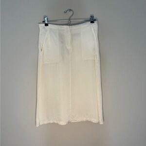 Margaret O'Leary Cream Midi Pencil Skirt with Cargo Style for Work